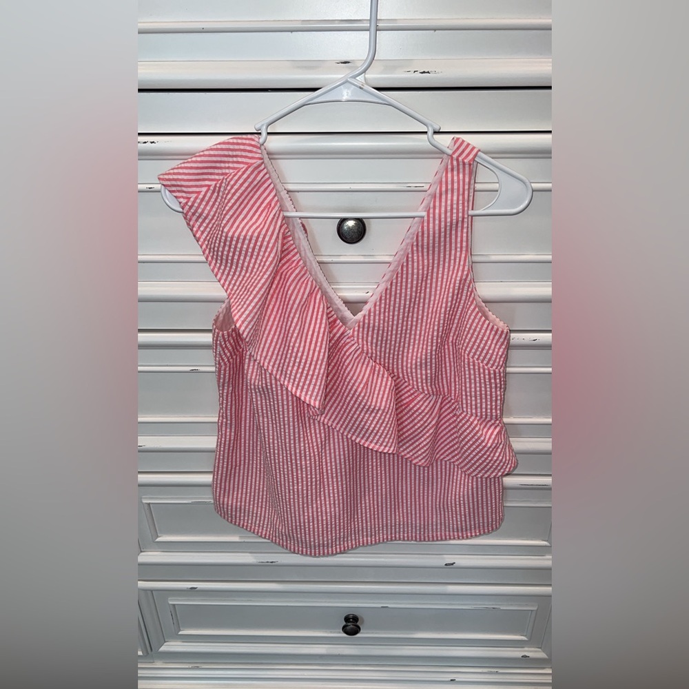 Vineyard Vines Seersucker Ruffle Top